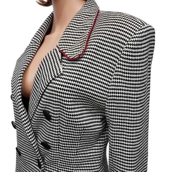 Vintage Ann Taylor Blazer Jacket Made in USA Size 8 Harlequin Diamond Print - Picture 4 of 12